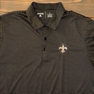 Saints Black Striped Polo Shirt